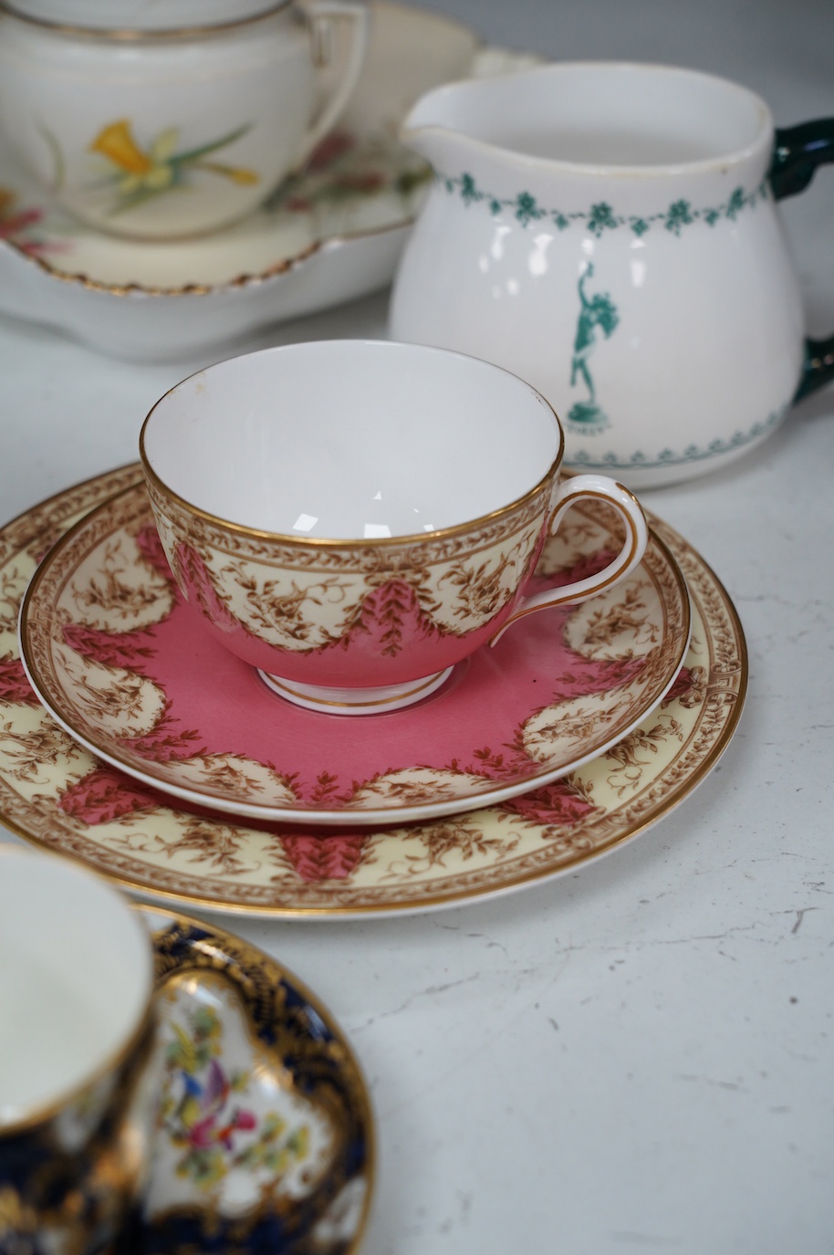 Miscellaneous Royal Worcester tableware including a bowl and a figural cover. Condition - mostly good